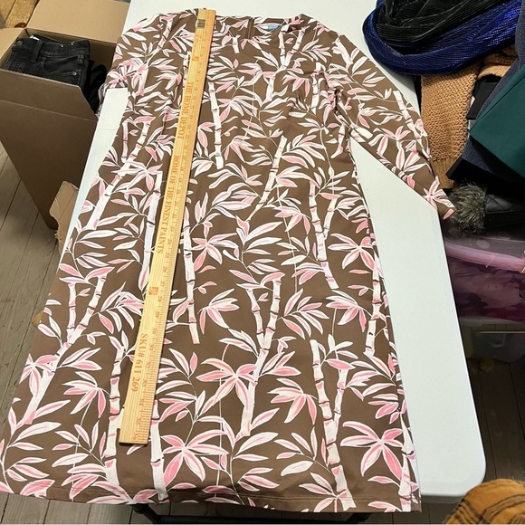 J. Mclaughlin Sophia Catalina Cloth Sheath Dress Brown Pink Bamboo Large K - Picture 6 of 7